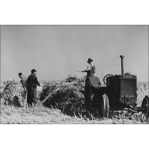 24"x36" Gallery Poster, Haskell County, Kansas. farmers with case tractor 1941