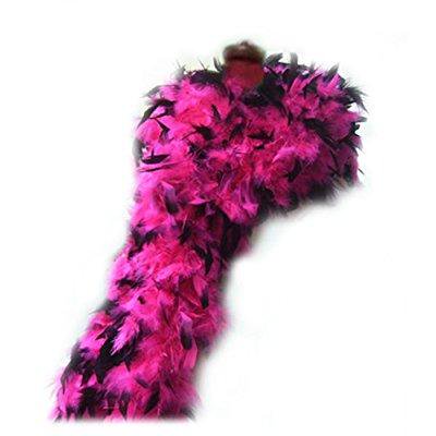 sacas 100g hot pink w/ black tips feather chandelle boa