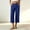 Blue, variant on Women's High Waist Linen-Look Wide Leg Cropped Pants Button & Zip Fly Casual Capri Trousers with Pockets Gray M