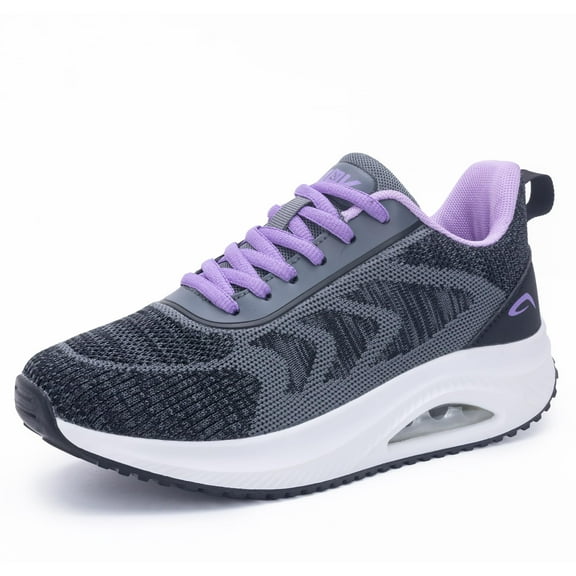 Women's Walking Shoes Arch Support Orthotic Tennis Shoes Plantar Fasciitis Sneakers for Pain Relief GreyPurple Size 10