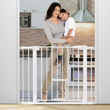KingSo Auto Close Safety Baby Gate Extra Wide Child Gate for Stairs Doorways Easy Walk Thru Durable Dog Gate for House 29.5