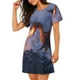 thumbnail image 2 of Vsdgher Chemise de Nuit d'Hiver Motif Dragon de Feu pour Femmes à Manches Courtes Col Rond Mignonne Robe de Nuit à Volants Confortable, 2 of 6