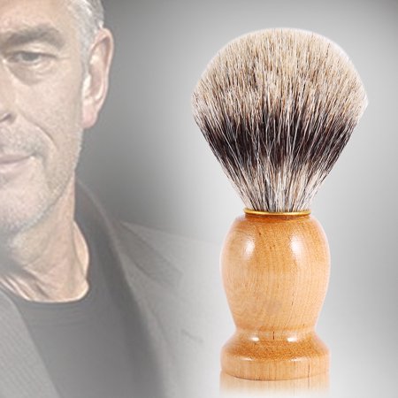 YOSOO 1Pc Men's Professional Wooden Beard Shaving Brush Facial Cleaning Brush Barber Salon Tool Handle Shaving Brush Faux Badger Hair Barber Beauty Tool