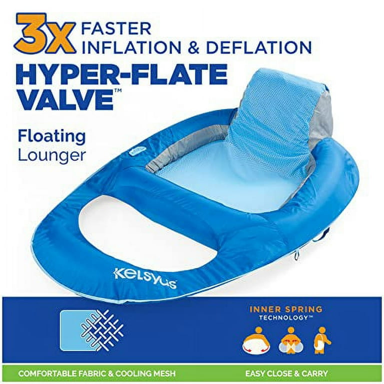Kelsyus Premium Floating Lounger with Fast Inflation Inflatable Recliner Chair Lake Pool Float for Adults with Cup Holder
