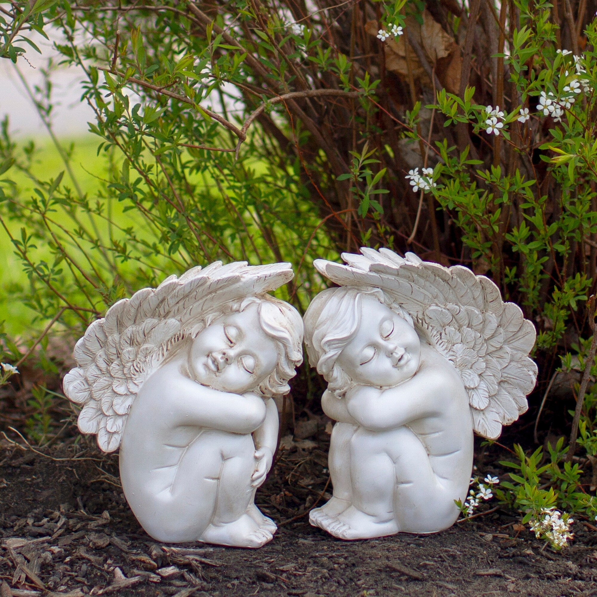 7.5" Ivory Left Facing Sleeping Cherub Angel Outdoor Garden Statue - image 2 of 5