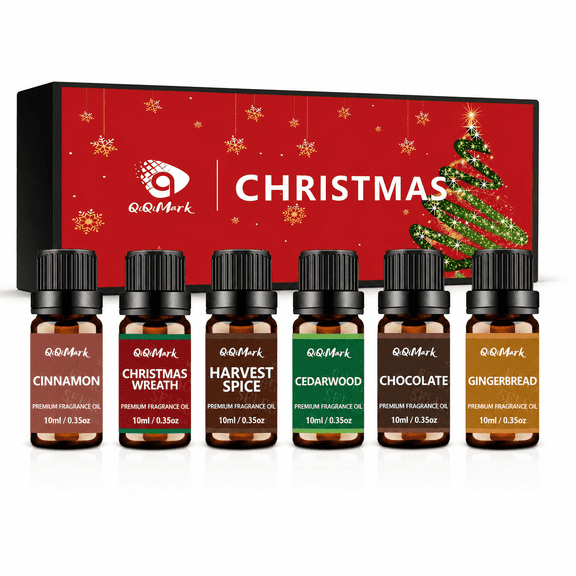 QIQIMARK Christmas Fragrance Oil Set, 6PCS*10ML Premium for Candle Soap Making, DIY Perfume, Diffuser