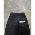 thumbnail image 5 of Pantalones vaqueros unisex de cintura alta lavados con estampado de bolsillos estilo retro, rectos, holgados, negros, estéticos de calle, Y2K, estilo Harajuku y hip hop, 5 of 5