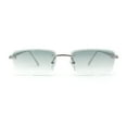 thumbnail image 2 of Rimless Narrow Rectangle Luxury Beveled Lens Dad Shade Sunglasses Silver - Green, 2 of 4