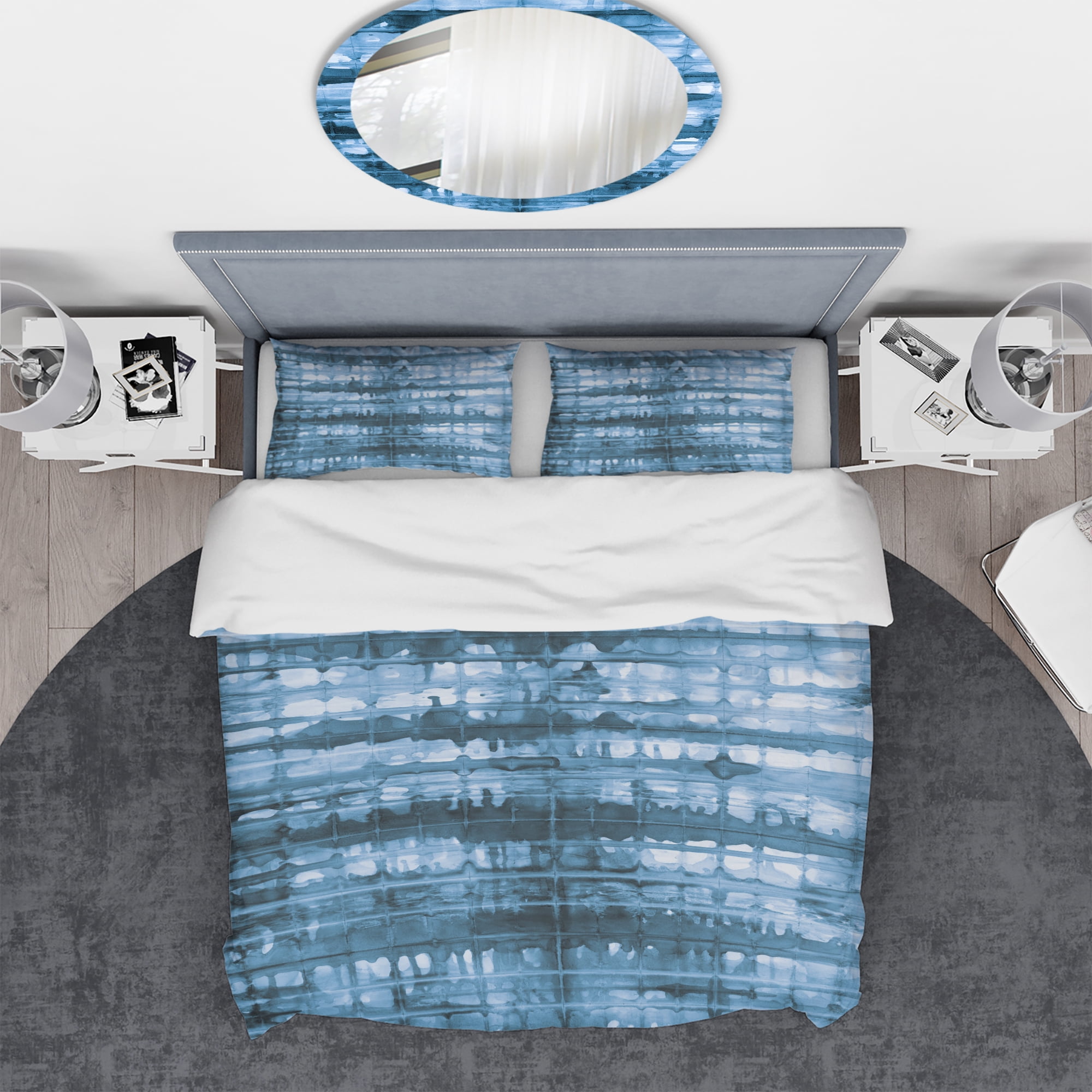 Designart 'Indigo watercolor geometrical V' Geometric Duvet Cover Set