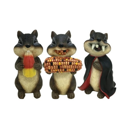 Design House 339473 Indoor/Outdoor 6-inch Fall Chipmunks Set of 3 Figurines Statues for Garden Patio Home & Office Décor Housewarming Gifting Birthdays