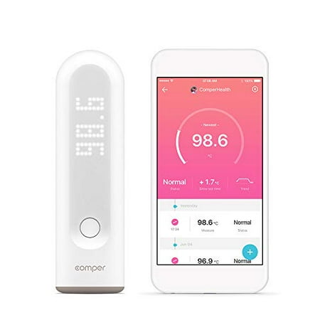 Comper Smart Medical Forehead Thermometer, No-Touch Infrared Thermometer, Digital Temporal Thermometer, Accurate, Fast Reading and Recording Fever for Baby, Kids, Adult