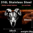thumbnail image 3 of ZMY Home Stainless Steel Party Jewelry Long Chain Demon Ram Horned Goat Skull Pendant Necklace, 3 of 7