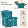 thumbnail image 6 of EPICOZY Power Swivel Rocking Glider Recliner Chair with Massage and Heat, Electric Nursery Glider Rocker for Living Room, Wingback Tufted Upholstered Recliner Chair with Type-C & USB Ports, Teal, 6 of 7