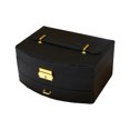 thumbnail image 1 of Travel Jewelry Organizer Box - Lockable PU Leather Case with Curved Design & Carry Handle (20x15cm), 1 of 6