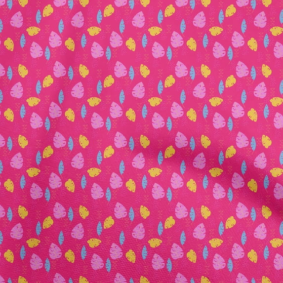 oneOone Cotton Cambric Fuschia Pink Fabric Tropical Sewing Material Print Fabric By The Yard 56 Inch Wide
