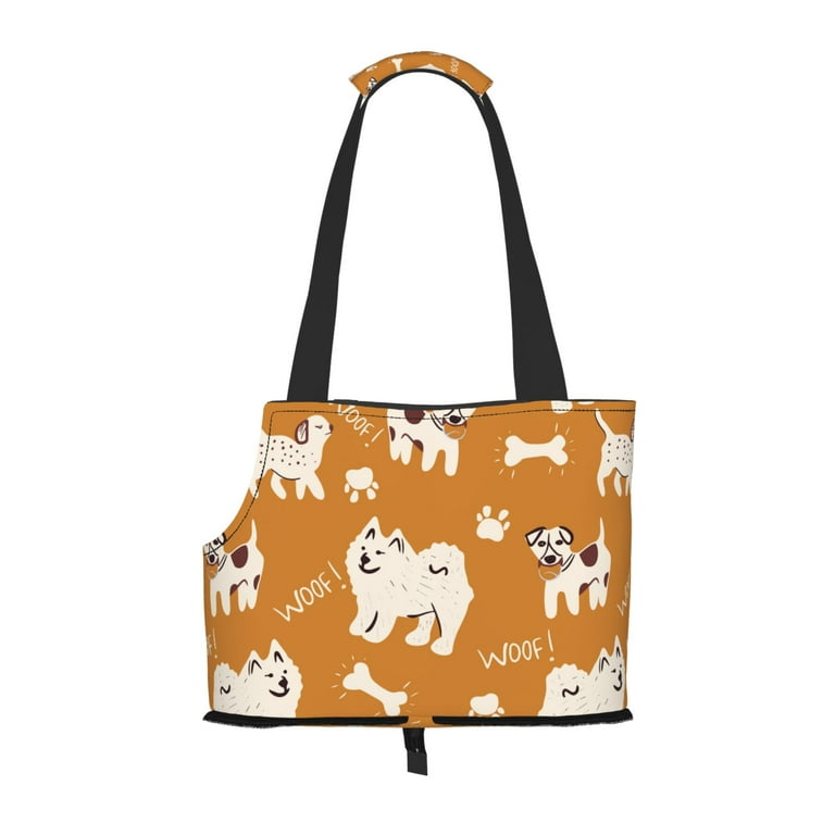 TEQUAN Foldable Dog Purse Carrier Collapsible Cute Dogs Doodle Paws Prints Pet Travel Tote Bag for Small Cat Puppy Waterproof Dog Soft Sided Carriers Walmart