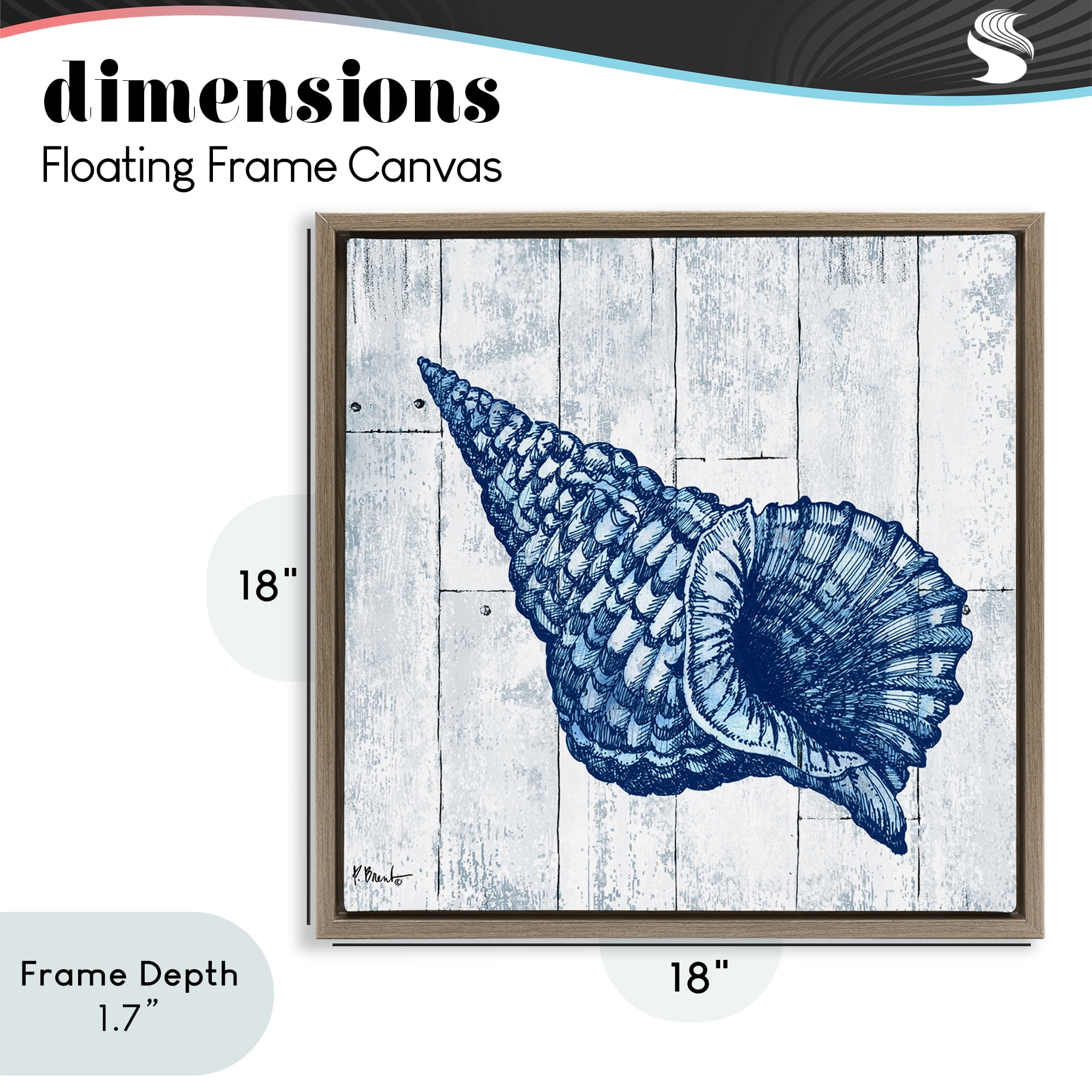 Stupell Industries Coastal Timberland Conch Brown Framed Floater Canvas Wall Art, design by Paul Brent
