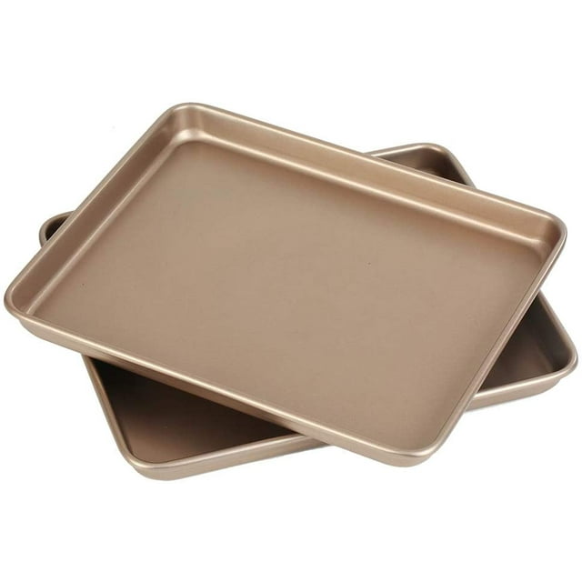 13 Inch Baking Sheets Pan Nonstick Set of 2, Easy Clean Cookie Sheet Replacement Toaster Oven Tray,Deep Size 1 inch Bakeware