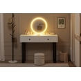 thumbnail image 4 of Coiffeuse Intelligente à DEL avec Miroir Éclairé et Tiroirs à Fermeture Douce, Table de Maquillage à 3 Couleurs Réglables avec Rangement, Meuble de Chambre Moderne Blanc Noir pour Appartement Dortoir Petits Espaces, 4 of 8