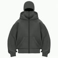 thumbnail image 2 of Towmus Balaclava Hoodie Zippe, Double Hooded Zip Jacket, Built-In Eye Mask, Full Zip Hooded Sweatshirt, Unisex, 2 of 5
