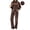 Coffee, variant on UVN Velour Outfit Set for Women 2 Piece Lounge Sets Casual Full Zip Top and Wide Leg Pants Ladies Fall Tracksuit with Pocket