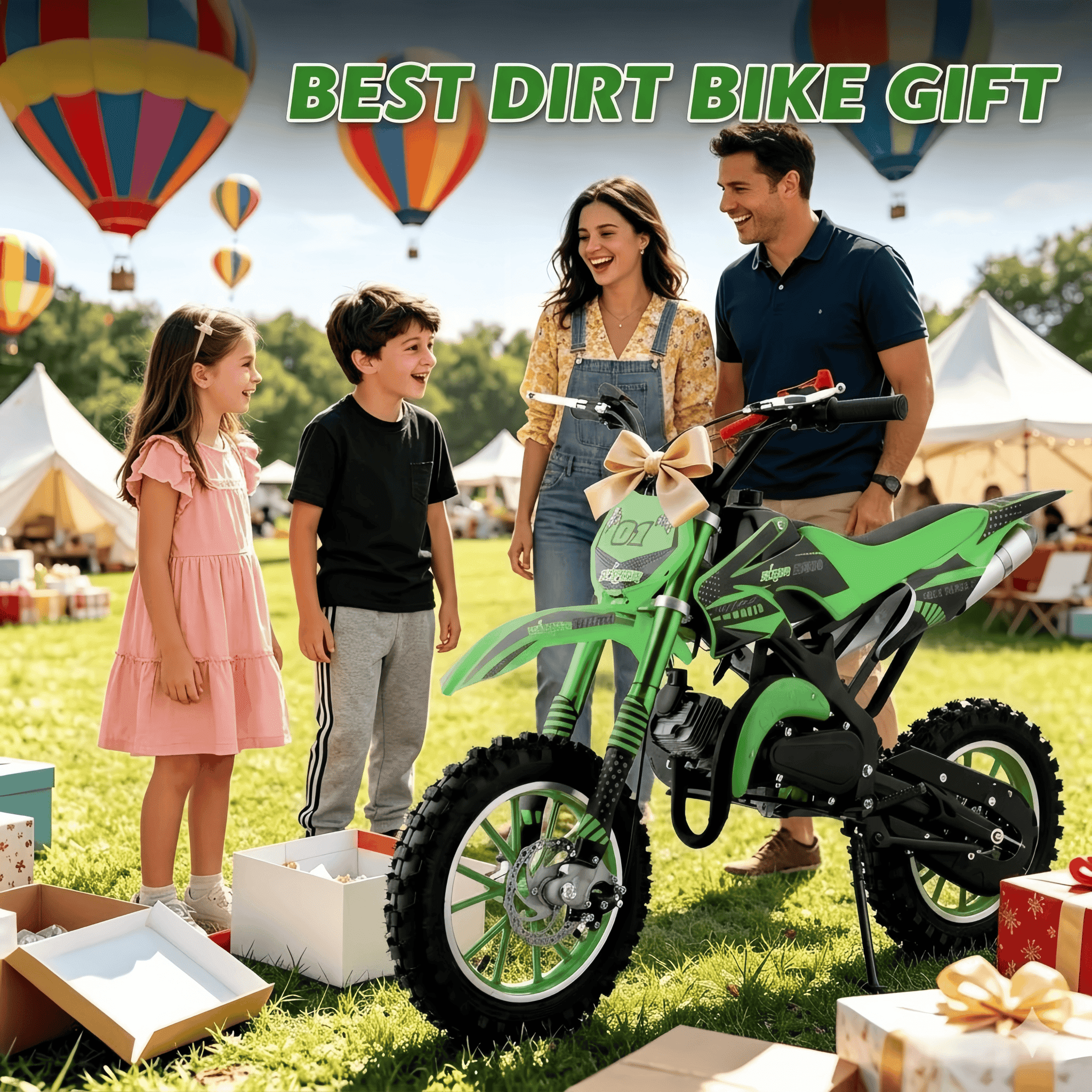 Ktoebyco 49cc Kids Mini Dirt Bike, 2-Stroke Gas-Powered Motorcycle, 1.5L Fuel Capacity,Green