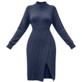 thumbnail image 6 of Idoravan Women's Sweater Dress Long Sleeve Fashion Bodycon Fall Winter Dress Split Hem Women's Long Sleeve Round-Neck Dress Sweater Winter Dresses, 6 of 8