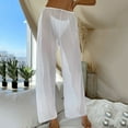 Women Mesh Ruffle Trim Cover Up Pants Beach Cover Up Beach Wrap Bikini