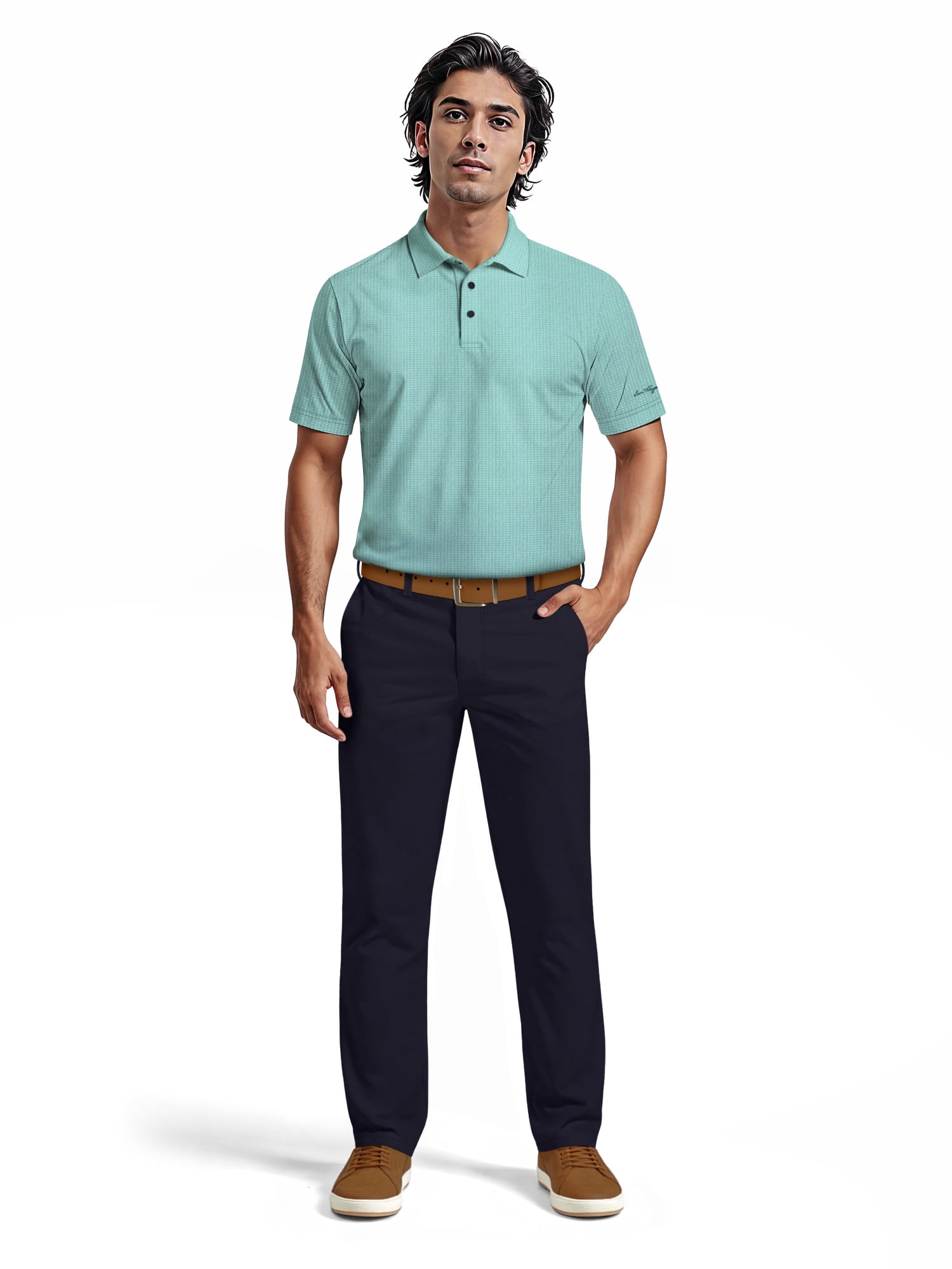 Ben Hogan Men's & Big Men's Performance Diamond Jacquard Short Sleeve Polo Shirt, up to 5XL