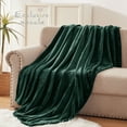 thumbnail image 7 of Exclusivo Mezcla Large Flannel Fleece Velvet Plush Throw Blanket - 50" x 70" (Forest Green), 7 of 7