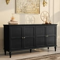 thumbnail image 4 of CBJCBJ Mid-Century 58'' Wood 4 Door Sideboard Buffet Cabinet for Living Dining & Bedroom (Black), 4 of 11