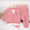 thumbnail image 5 of Baby Boy Fall Winter Clothes Toddler Kids Solid Outfits Long Sleeve Sweatshirt Tops + Joggers Pants Set Pink,4-5 Years, 5 of 8