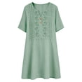thumbnail image 6 of Bxsruta Women's Embroidered Short Sleeve V Neck Smock Dress Casual A Line Tunic with Pockets Cocktail Length Pull on Loose Fit for Summer Vacation Everyday Wear, 6 of 7