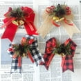 thumbnail image 3 of 6PCS Christmas Bow With Pine Cones Pine Needles Xmas Checkered Ribbon Bow Christmas Tree Decoration Bows, 3 of 8