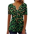 thumbnail image 2 of QETYUW Womens Tops Plus Size Short Sleeve Pleated Blouses Button Up St Patricks Day Tunic Shamrock Graphic Tees Casual Party Tshirts, 2 of 5