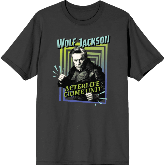 Beetlejuice Beetlejuice Wolf Jackson Afterlife Charcoal Men's Crew Neck Short Sleeve Tee-Medium