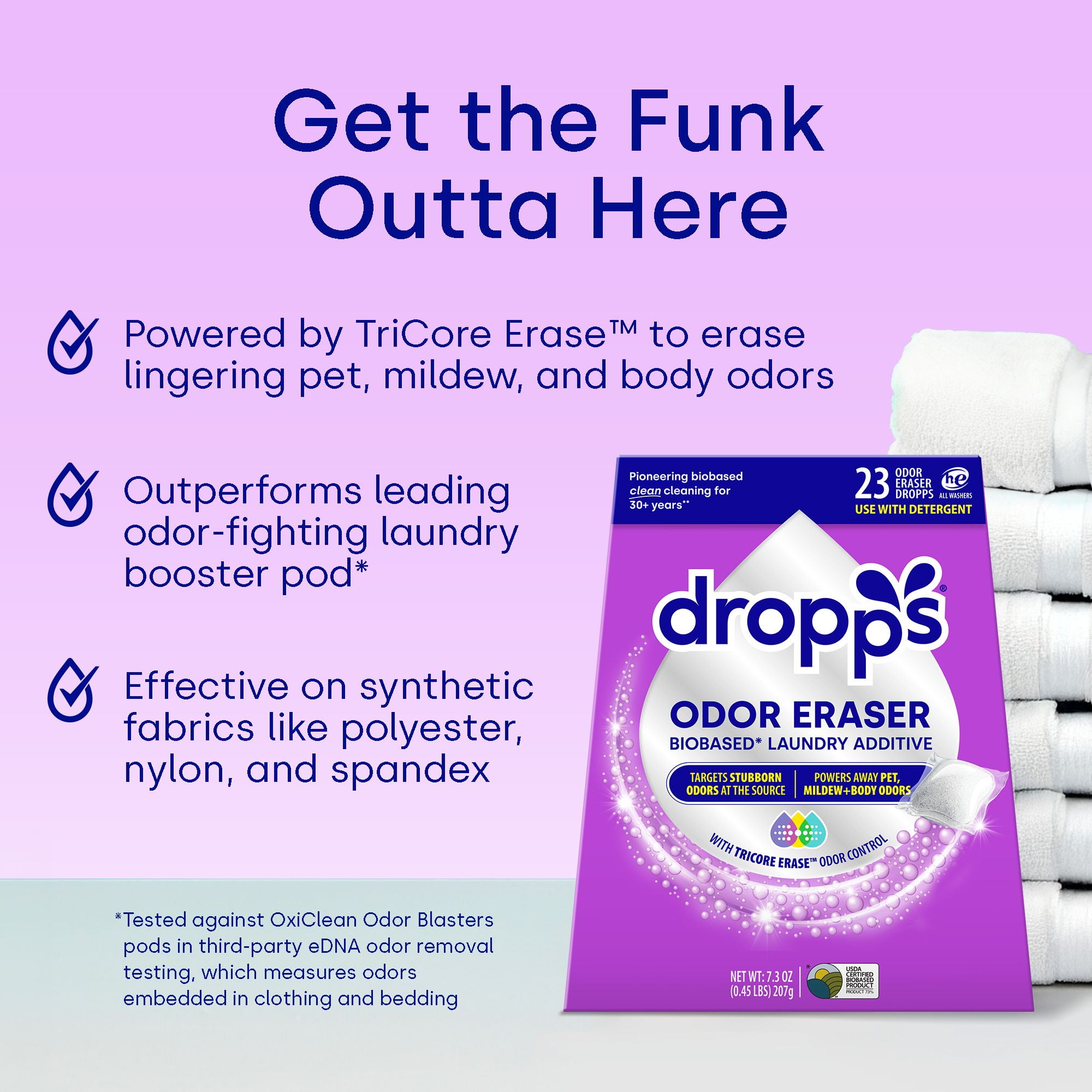 Dropps Odor Eraser Laundry Additive Pods for Odor Control, 23 Count