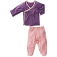 thumbnail image 1 of Baby Soy Kimono Top and Footie Pants Set in Eggplant/Petal (6-12M), 1 of 1