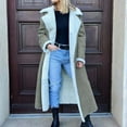 thumbnail image 3 of Mnyycxen Womens Sherpa Lined Suede Overcoats Notched Lapel Long Fleece Jacket Warm Slim Fit Furry Outerwear, 3 of 7