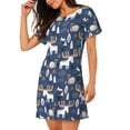 thumbnail image 2 of Xecao Forest Elk for Women's Loose Nightgown Sleepwear Short Sleeves Shirt Casual Print Sleepdress, 2 of 6