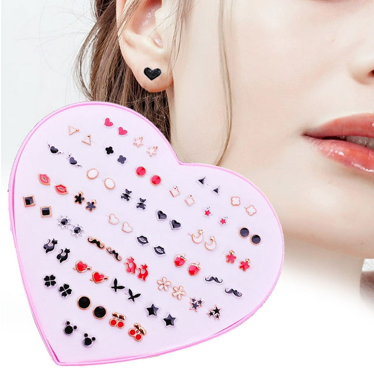 Homaful 36 Pairs Hypoallergenic Earrings for Girls Kids, Colorful Stud  Earrings, Animal Butterfly Rainbow Cherry Cute Earring Jewelry Set Gifts  for Girls Kids Women 