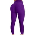 thumbnail image 2 of RKZDSR Women's High Waist Yoga Pants Scrunch Tummy Control Workout Ruched Butt Lifting Stretchy Leggings Anit Cellulite Textured Booty Tights(Purple,M), 2 of 6