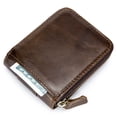 thumbnail image 2 of Cartera de cuero genuino plegable con cremallera para hombres RFID para viajes seguros, 2 of 8