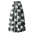 thumbnail image 4 of vigerkar Women Chiffon Mopping Floor Length Big Hem Floral Print Beach High Waist Maxi Skirt Black, XXL, 4 of 4