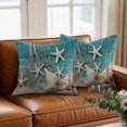thumbnail image 3 of Ocean Marine Throw Pillow Cover Vintage Shell Starfish Blue Wood Grain Cotton Linen Cushion Cover Throw Pillow Case with Invisible Zipper for Couch Sofa Bed Chair Car 26x26 Inch, 3 of 9