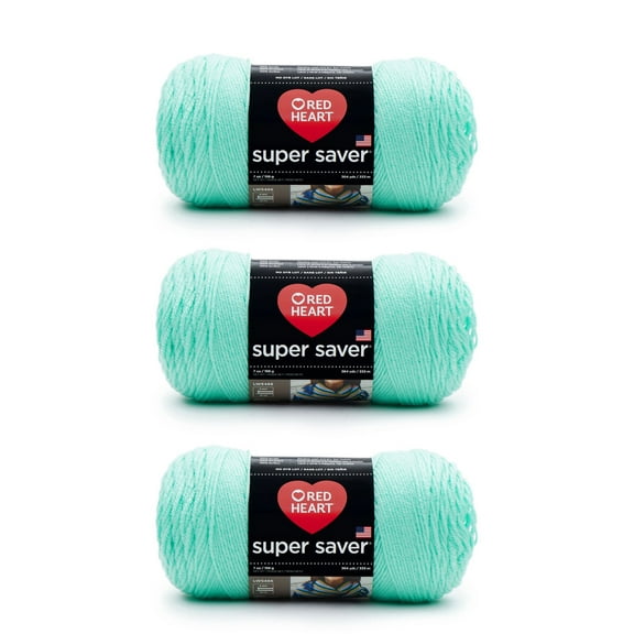 Red Heart® Super Saver® #4 Worsted Acrylic Yarn, Minty 7oz/198g 364yd (3Pk)