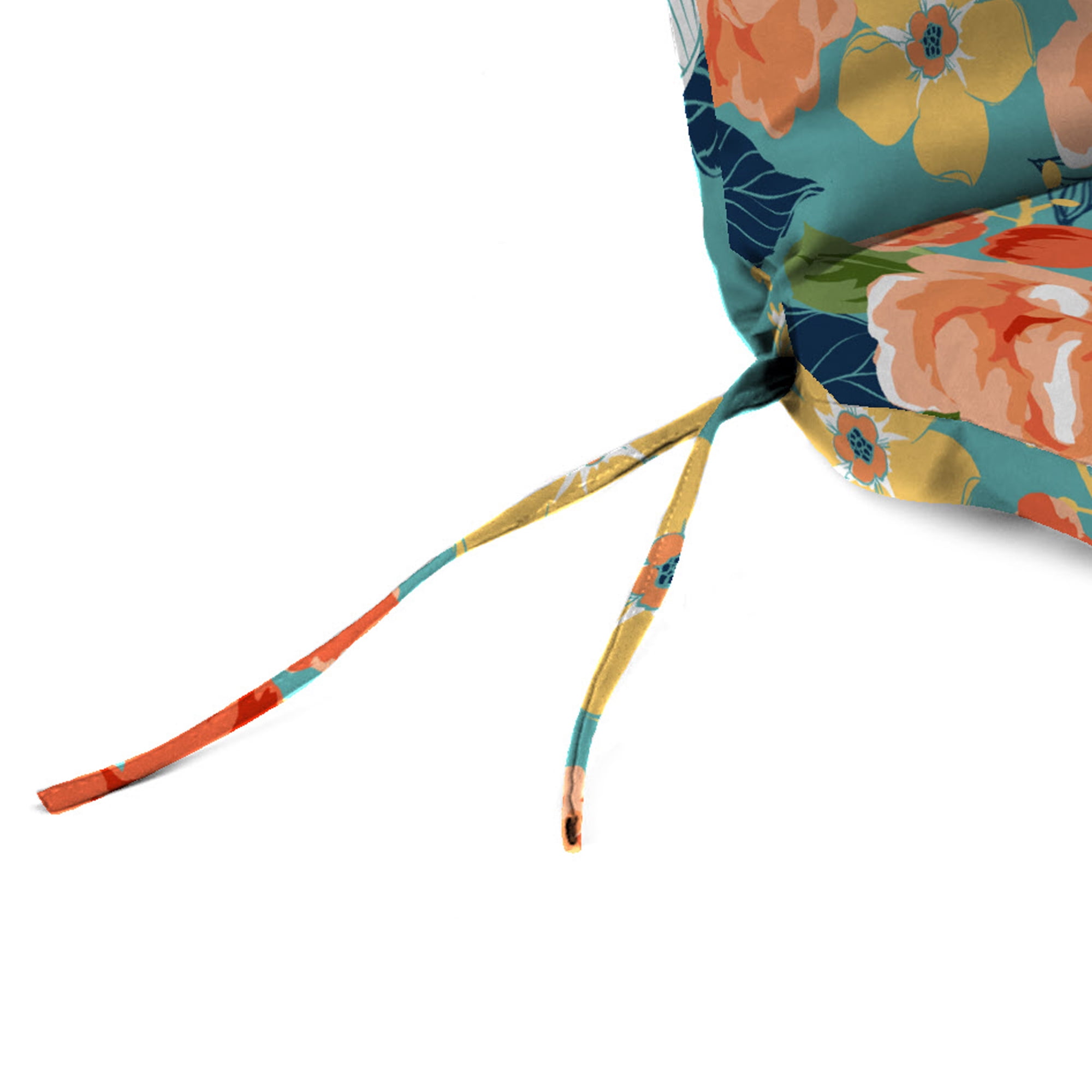Jordan Manufacturing 72" x 22" Senorita Pelican Turquoise Floral Rectangular Outdoor Chaise Lounge Cushion with Ties and Hanger Loop