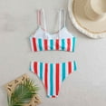 thumbnail image 4 of Awdenio Tummy Control Swimsuits for Women Triangle Bikini Set String Swimsuit Print Tie Smocked Ruched Two Piece Bathing Suit, 4 of 7