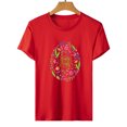thumbnail image 2 of Tops con estampado de Pascua de manga corta con cuello redondo para mujer Fridja  bn4628, 2 of 6