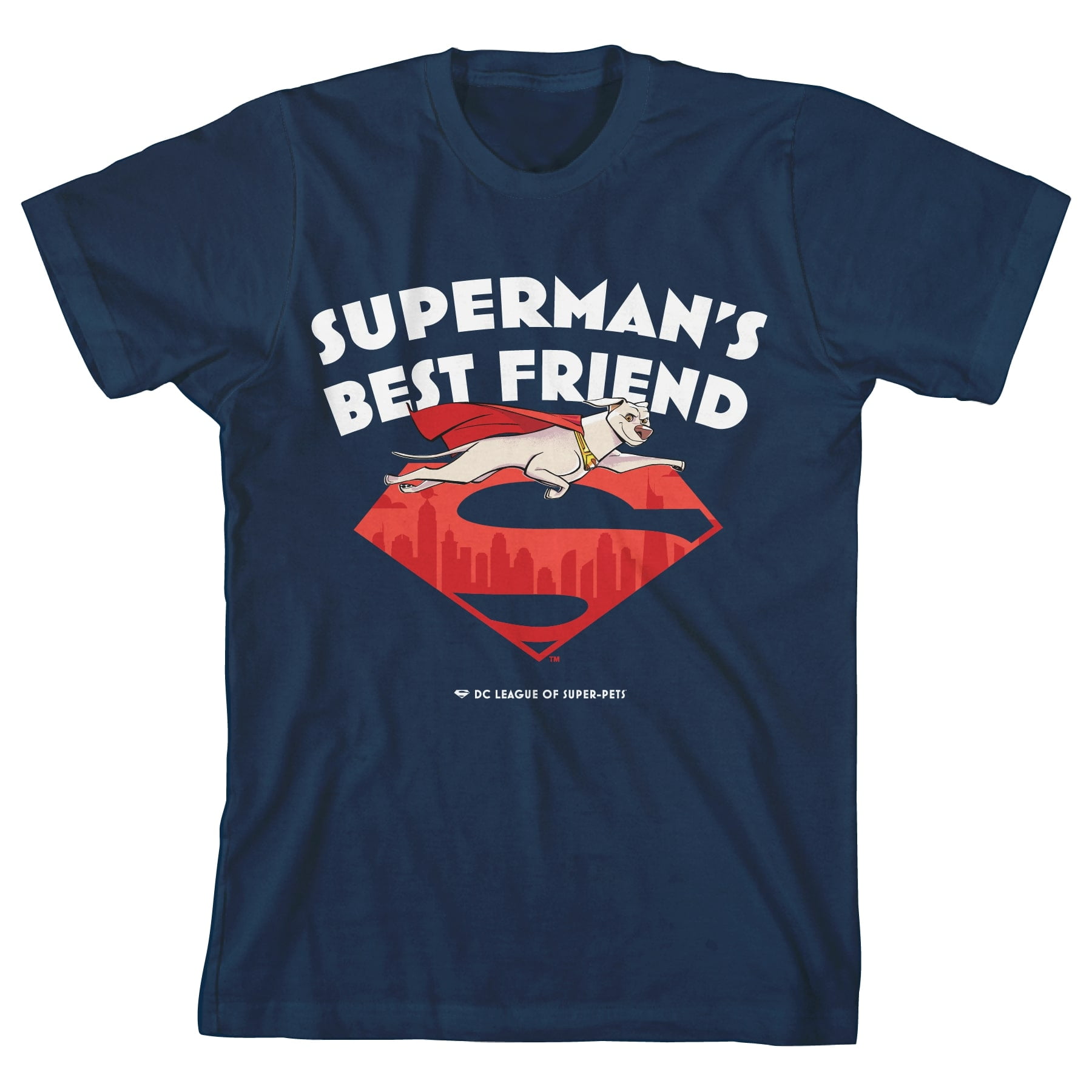 Bioworld DC League of Super Pets Superman s Best Friend Youth Navy Blue Graphic Tee-XS